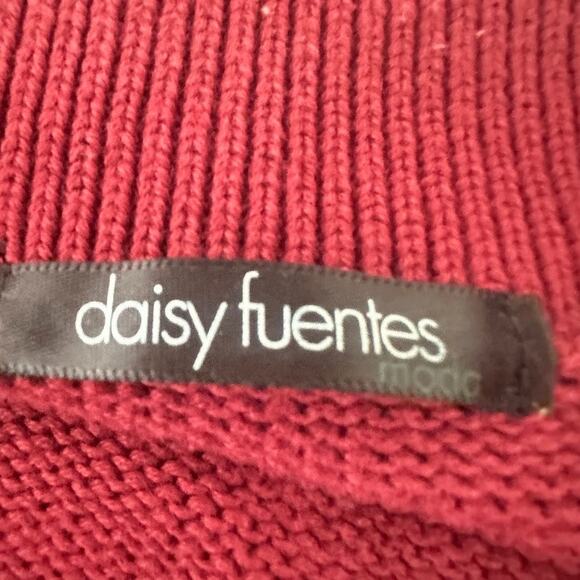 Daisy Fuentes Womens XL Sweater Cardigan Full Zip Red Mock Neck Burgundy - Picture 5 of 7